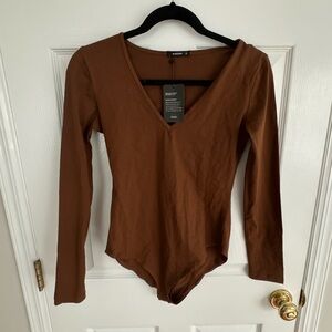 Brown Long Sleeve Bodysuit NWT
